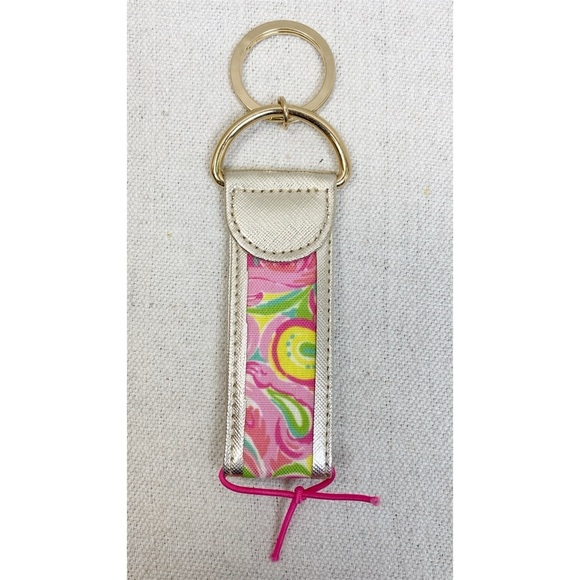Lilly Pulitzer Pink Green Paisley Keychain - Picture 2 of 5
